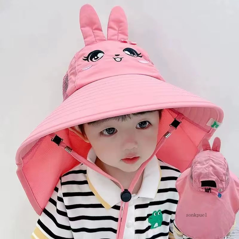 Outdoor Summer Hat for Kids Children Sun Hat Neck Ear Cover Sun Protection Beach Caps Kids Boy Girl Flap Cap for Children