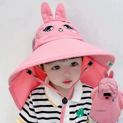 Outdoor Summer Hat for Kids Children Sun Hat Neck Ear Cover Sun Protection Beach Caps Kids Boy Girl Flap Cap for Children