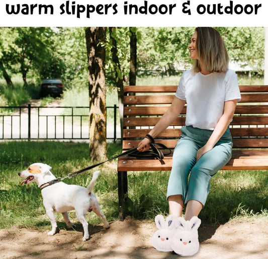 Cute Bunny Animal Slipper for Women Adult Fuzzy Warm House Slippers Novelty Fluffy Home Shoes Ladies Winter Slippers Indoor Outdoor