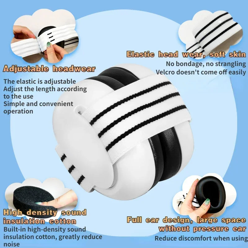 Baby Earmuff Mini-Headset Adjustable Noise-Proof Ear Protection Kids' Outdoor Sleep and Airplane Anti-Noise Earmuffs