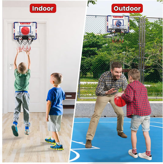 Kids Indoor Basketball Hoop, 4 Balls Mini Basketball Toy for Toddlers, with Electronic Scoreboard over the Door Room Wall Basketball Hoop Goal Boys Girls Gift for Age 3 4 5 6 7 8 9 10