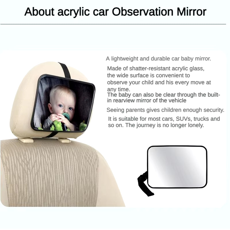 EAFC Adjustable Wide Car Rear Seat Mirror Baby/Child Seat Car Safety Mirror Monitor Square Safety Car Baby Mirror Car Interior