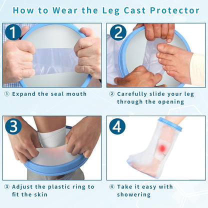 Child Waterproof Leg Cast Cover for Shower, Protects Leg Wounds, Burns, and Injuries, Reusable Watertight Bandage Protector Bag for Swimming and Bathing(Anti-Slip Design)