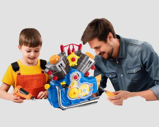 Engine Building Kit, Kids Mechanic Repair Set for Kids Motorcycle Engine,Take Apart Toys-42Pc Playset,Stem Engine Model Kit Toy with Cool Lights&Sounds,Educational Toys for 3+ Year Old (Blue)