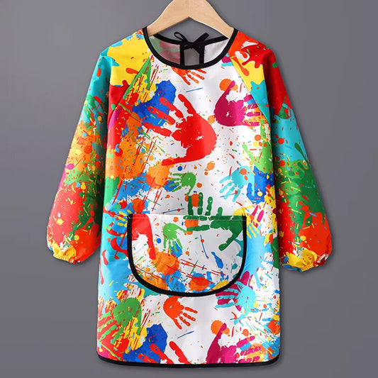 Children'S Painting Waterproof Long Sleeved Cover Kindergarten Art Painting Reverse Dressing Baby Eating Bib Kids Apron