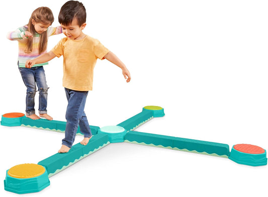 – Balance Beam for Kids – Interlocking Balancing Beams – 5 Sensory Pads & 8 Beams – Active Play for Toddlers, Kids – 3 Years + – Balance & Build Set