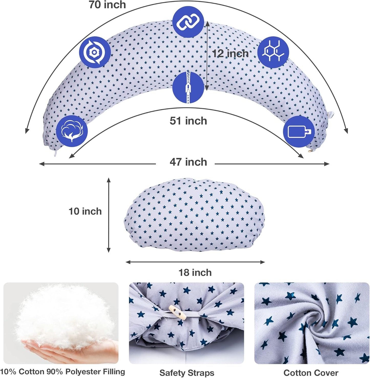 Nursing Pillow for Breastfeeding, Baby Nursing Pillow for Newborn, Nursing Essentials for Bottle and Breastfeeding, Breast Feeding Pillows Support for Mom and Baby with Removable Cover