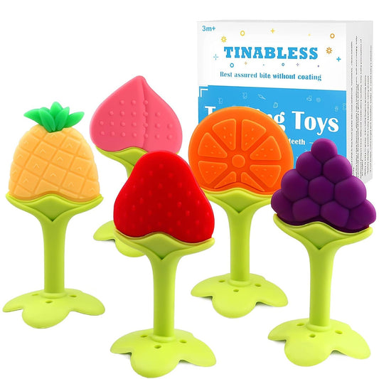 Teething Toys (5 Pack) -  Infant Teething Keys Set, Bpa-Free, Natural Organic Freezer Safe for Infants and Toddlers, Silicone Baby Teethers