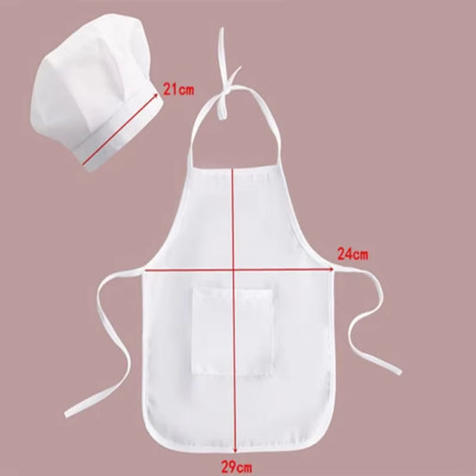 Cute Kids Chef Apron Hat Set Costumes Cotton Blended Chef Baby White Cook Costume Photos Photography Prop Little Chef Hat Apron