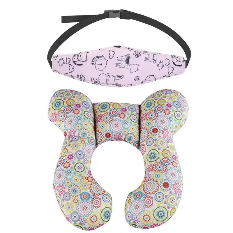 Baby Pillow Head Support Belt Set Protective Travel Car Seat Head Neck Support Pillows Newborn Children U Shape Headrest Cushion