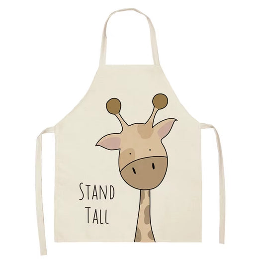 Cartoon Animal Style Cooking Apron for Children Home Sleeveless Cotton Linen Aprons Hedgehog Lion Pattern Custom Bib Room Aprons