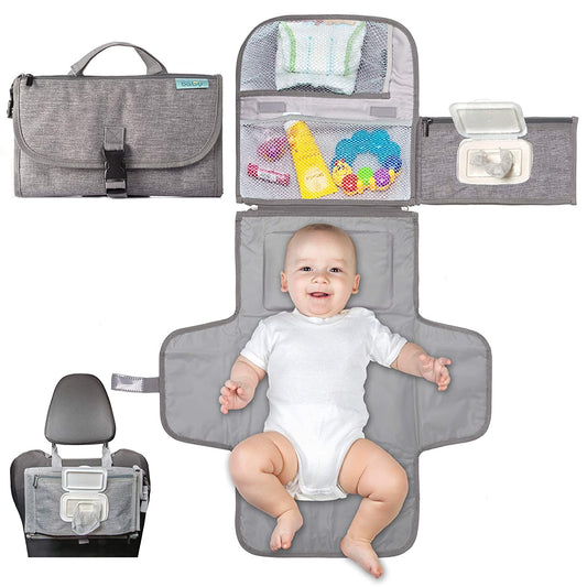 Portable Diaper Changing Pad, Portable Changing Pad for Newborn Girl & Boy - Baby Changing Pad with Smart Wipes Pocket – Waterproof Travel Changing Kit - Baby Gift by