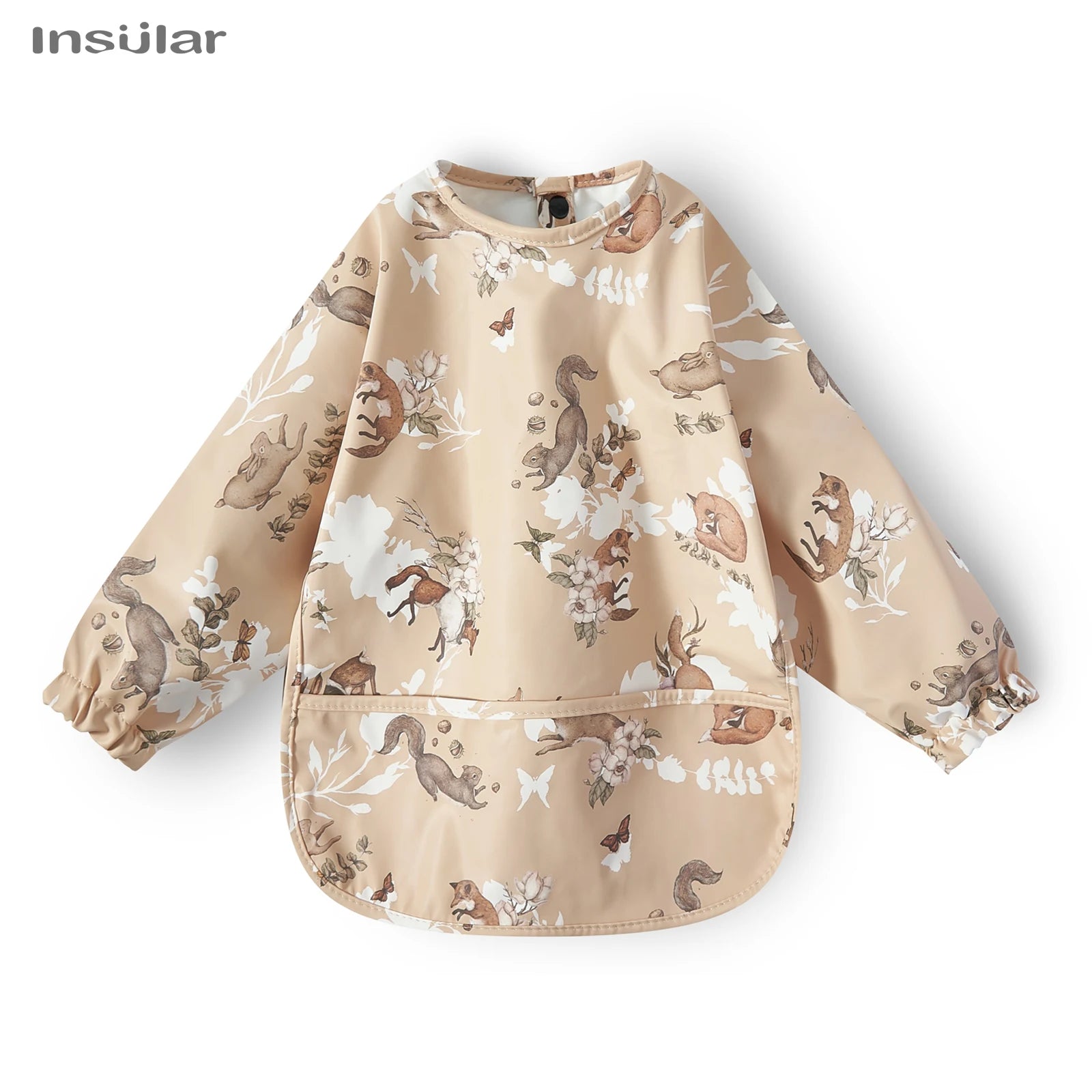 New Children Feeding Aprons Long Sleeve Baby Bib with Pocket Full Cover Baby Bibs with Pocket Waterproof Long Sleeve Bibs