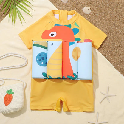 Children'S Buoyancy Swimsuit One-Piece Swimsuit for Kids Floating Rash Guards Cartoon Print Girls Boys Swimwear Swimming Clothes