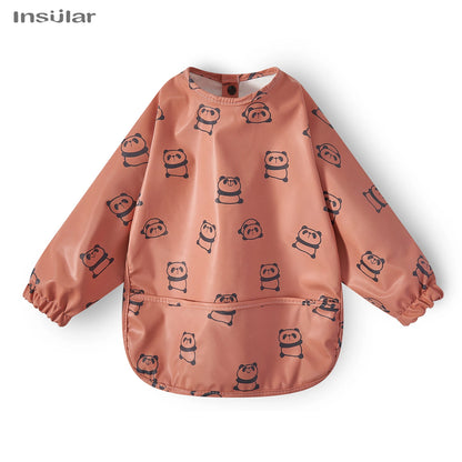 New Children Feeding Aprons Long Sleeve Baby Bib with Pocket Full Cover Baby Bibs with Pocket Waterproof Long Sleeve Bibs
