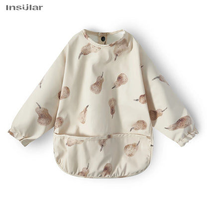 New Children Feeding Aprons Long Sleeve Baby Bib with Pocket Full Cover Baby Bibs with Pocket Waterproof Long Sleeve Bibs