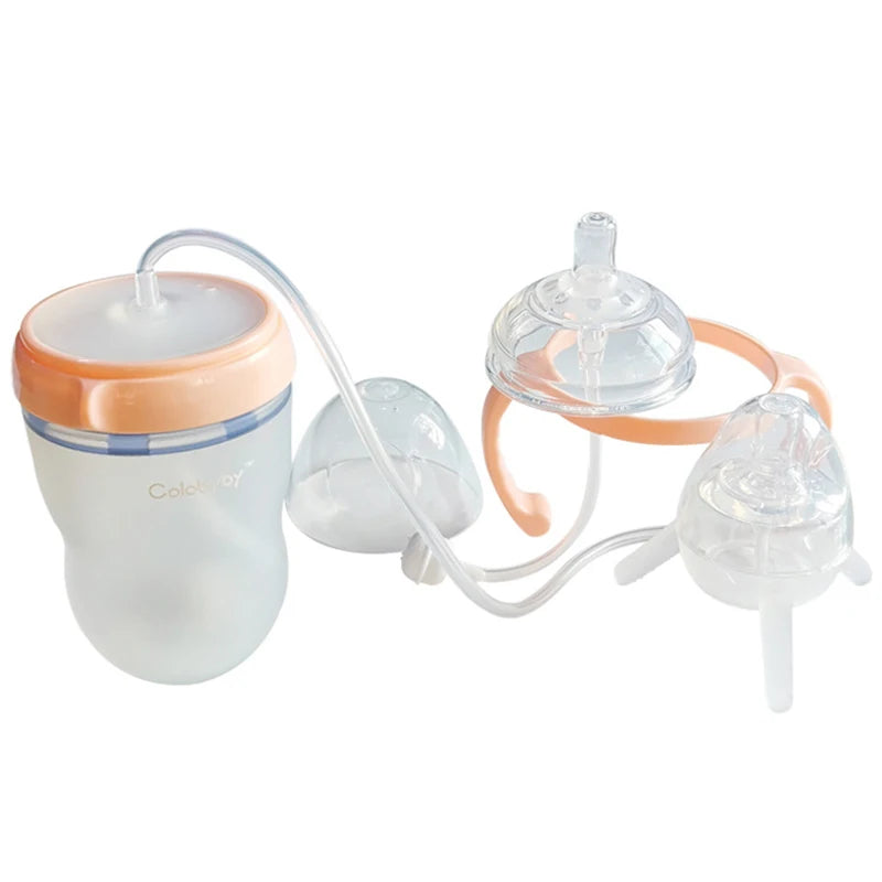 250ML Baby Feeding Bottle Children Bottle Hands-Free Kids Cup Silicone Nipple NO BPA Baby Pacifier Drinking Water Milk Bottle