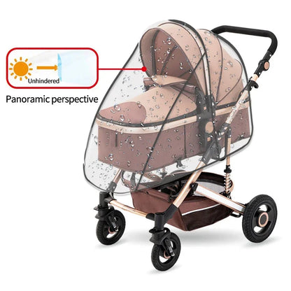 Universal Waterproof Pram Rain Cover Baby Stroller Accessories Transparent Wind Dust Shield Zipper Open for Pushchairs Raincoat