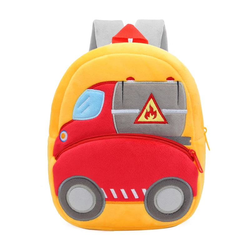 2-4 Years Old Kids Engineering Backpack Cartoon Excavator Backpack Plush Kids Small School Bag Toy Backpack