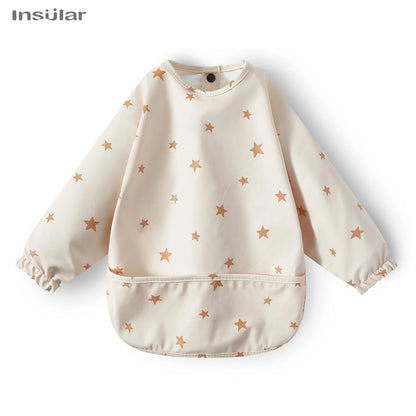 New Children Feeding Aprons Long Sleeve Baby Bib with Pocket Full Cover Baby Bibs with Pocket Waterproof Long Sleeve Bibs