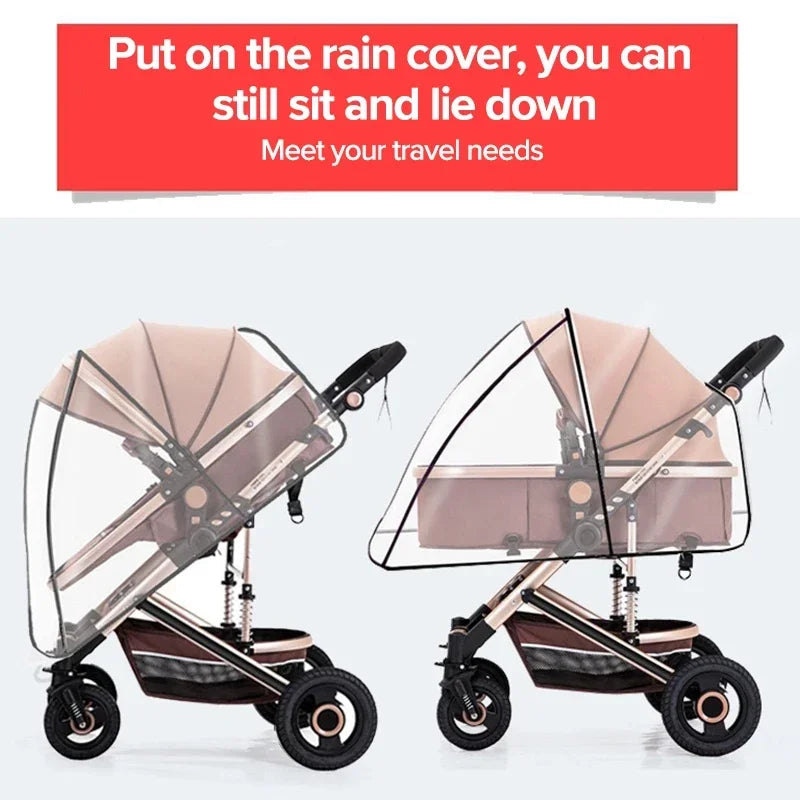 Universal Waterproof Pram Rain Cover Baby Stroller Accessories Transparent Wind Dust Shield Zipper Open for Pushchairs Raincoat