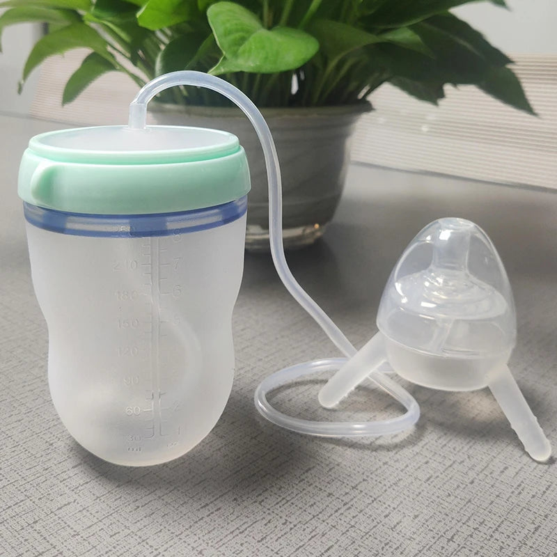 250ML Baby Feeding Bottle Children Bottle Hands-Free Kids Cup Silicone Nipple NO BPA Baby Pacifier Drinking Water Milk Bottle