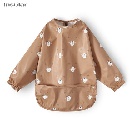 New Children Feeding Aprons Long Sleeve Baby Bib with Pocket Full Cover Baby Bibs with Pocket Waterproof Long Sleeve Bibs