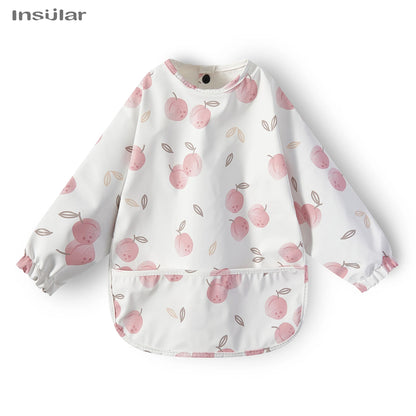 New Children Feeding Aprons Long Sleeve Baby Bib with Pocket Full Cover Baby Bibs with Pocket Waterproof Long Sleeve Bibs