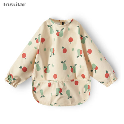 New Children Feeding Aprons Long Sleeve Baby Bib with Pocket Full Cover Baby Bibs with Pocket Waterproof Long Sleeve Bibs