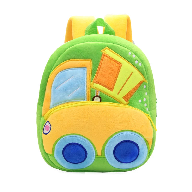 2-4 Years Old Kids Engineering Backpack Cartoon Excavator Backpack Plush Kids Small School Bag Toy Backpack