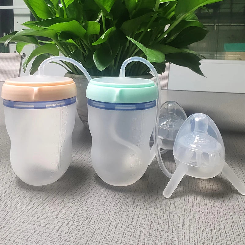 250ML Baby Feeding Bottle Children Bottle Hands-Free Kids Cup Silicone Nipple NO BPA Baby Pacifier Drinking Water Milk Bottle