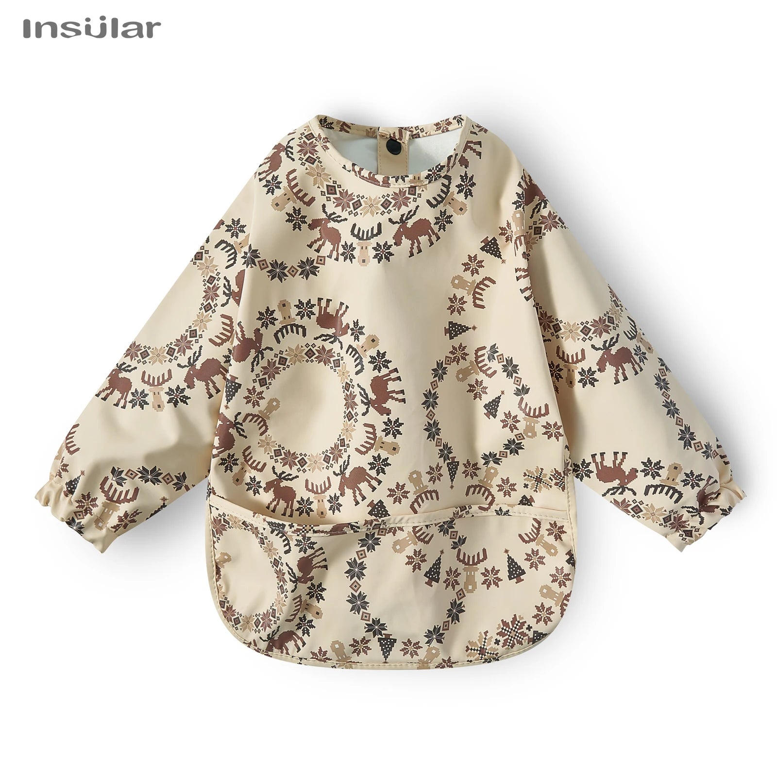 New Children Feeding Aprons Long Sleeve Baby Bib with Pocket Full Cover Baby Bibs with Pocket Waterproof Long Sleeve Bibs