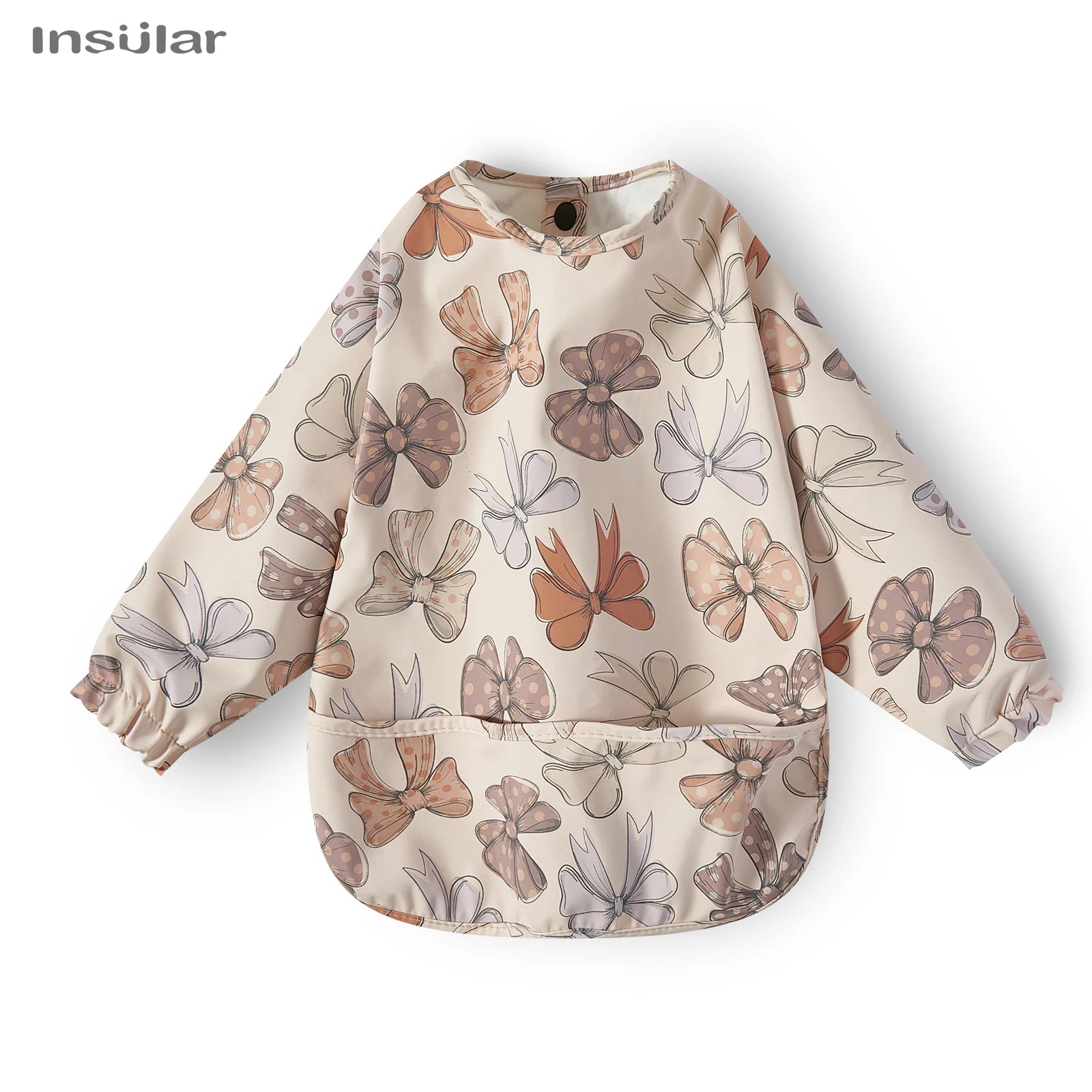 New Children Feeding Aprons Long Sleeve Baby Bib with Pocket Full Cover Baby Bibs with Pocket Waterproof Long Sleeve Bibs