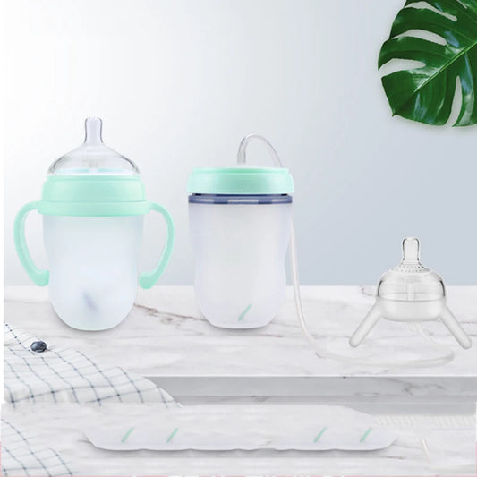 250ML Baby Feeding Bottle Children Bottle Hands-Free Kids Cup Silicone Nipple NO BPA Baby Pacifier Drinking Water Milk Bottle