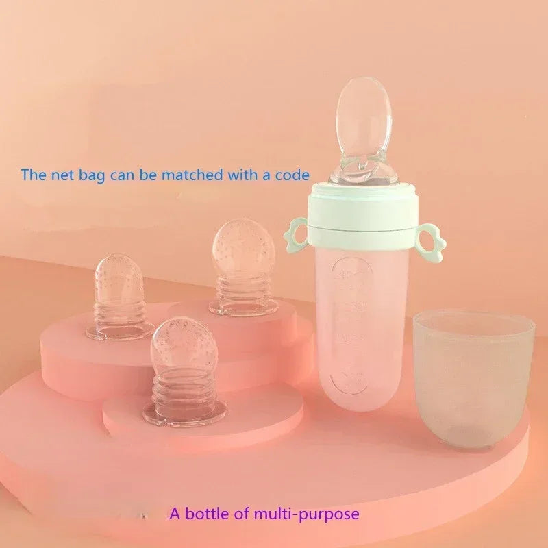 40Ml Kid Food Supplement Training Feeder Cups Baby Feeding Bottles Spoon Child Silicone Pacifier Bottle Fruit Bite Bag