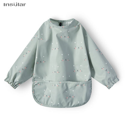 New Children Feeding Aprons Long Sleeve Baby Bib with Pocket Full Cover Baby Bibs with Pocket Waterproof Long Sleeve Bibs