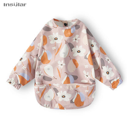 New Children Feeding Aprons Long Sleeve Baby Bib with Pocket Full Cover Baby Bibs with Pocket Waterproof Long Sleeve Bibs