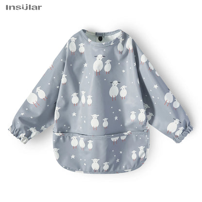 New Children Feeding Aprons Long Sleeve Baby Bib with Pocket Full Cover Baby Bibs with Pocket Waterproof Long Sleeve Bibs