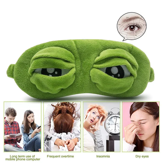 3D Sad Frog Sleep Eye Mask Sleeping Eyeshade Cover Shade Eye Patch Women Men Children Soft Portable Blindfold Travel Eyepatch