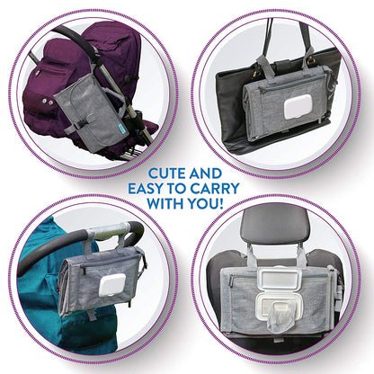 Portable Diaper Changing Pad, Portable Changing Pad for Newborn Girl & Boy - Baby Changing Pad with Smart Wipes Pocket – Waterproof Travel Changing Kit - Baby Gift by