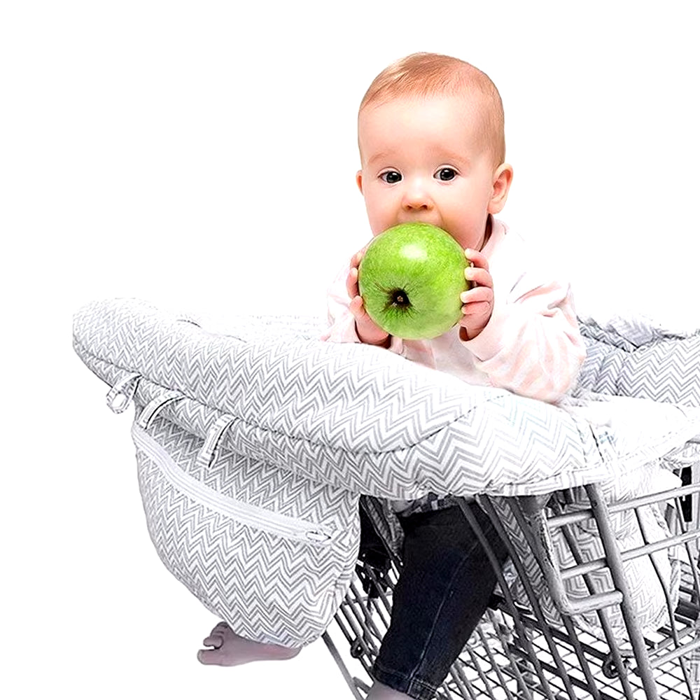 Multifunctional 2-In-1 Baby Shopping Cart Cover Children Highchair Cover with Thickened Soft Cushion Transparent Phone Holder