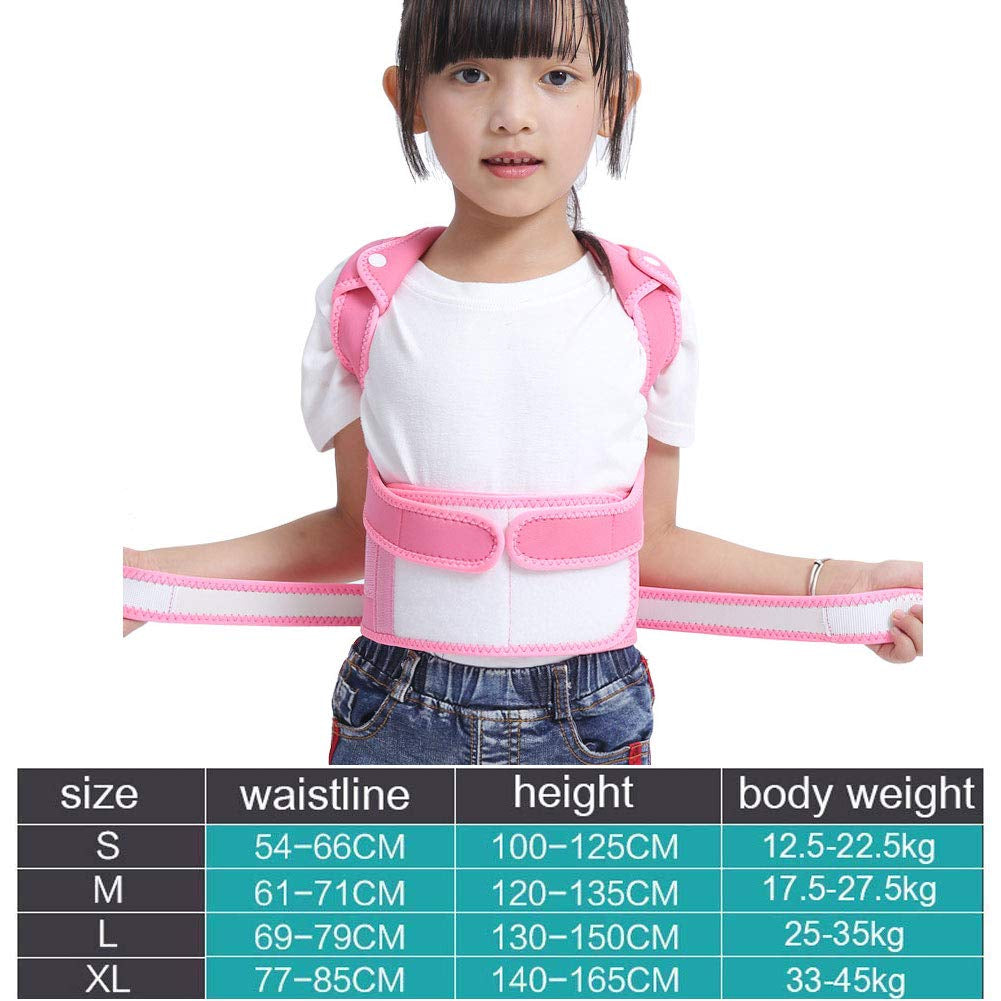 Back Posture Corrector for Kids - Adjustable Spinal Brace/Back Support Help to Improve Posture for Child & Slouching Correction,Pink,M