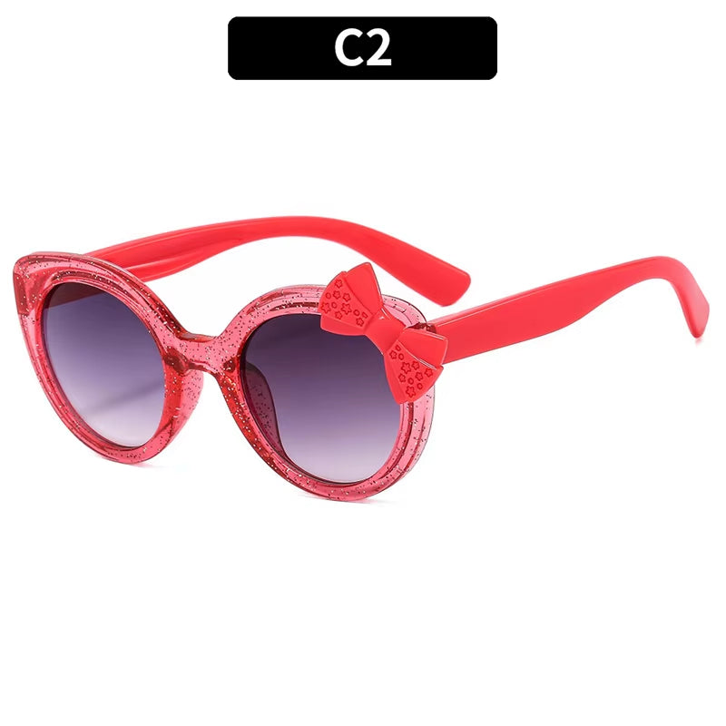 2024 Lovely Cat Eye Children Sunglasses Personality Bowknot Sun Glasses Kids Cute Baby Eyewear Trend Girls Boy Eyeglasses