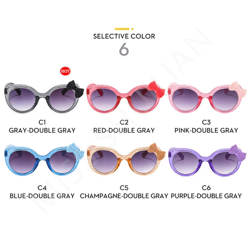 2024 Lovely Cat Eye Children Sunglasses Personality Bowknot Sun Glasses Kids Cute Baby Eyewear Trend Girls Boy Eyeglasses