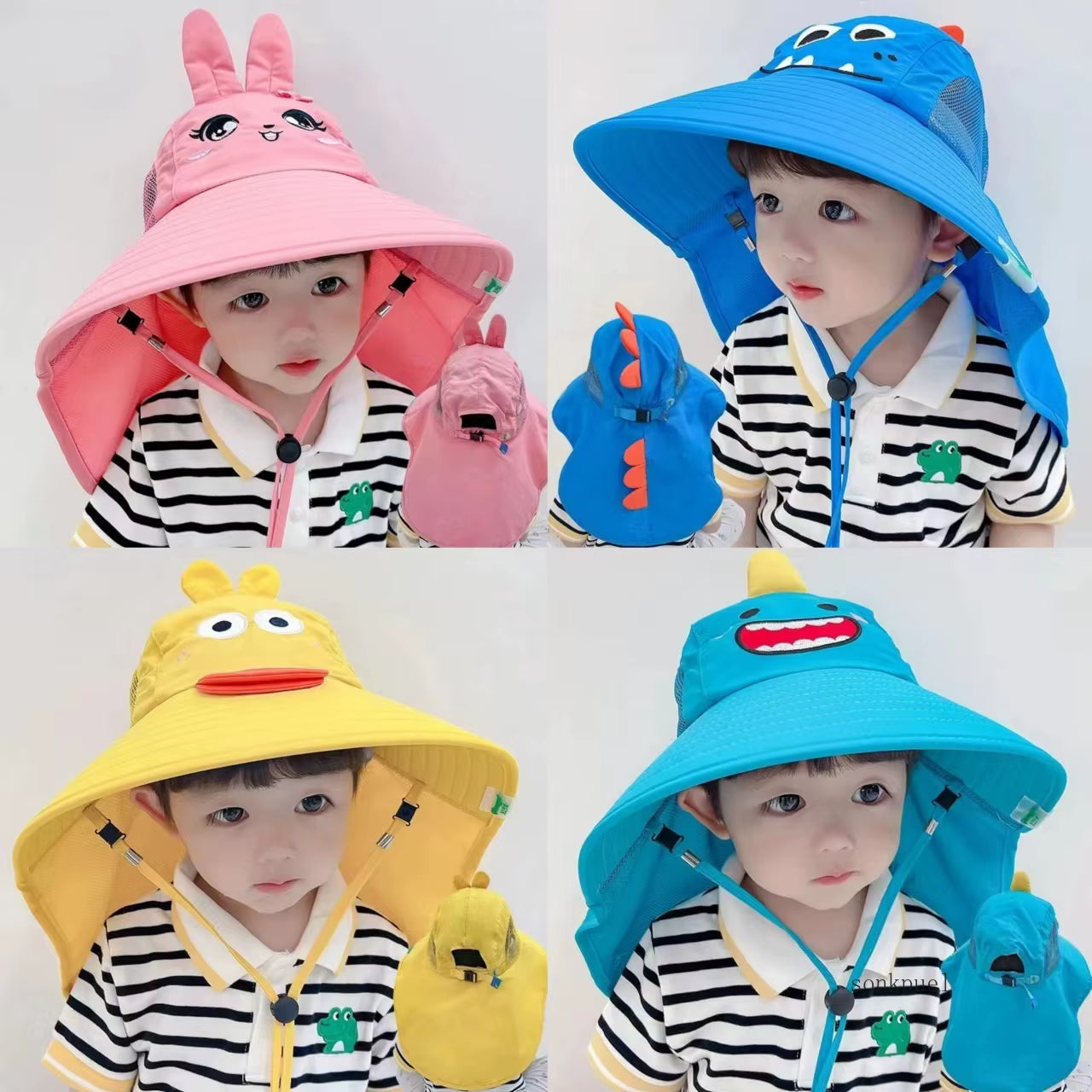 Outdoor Summer Hat for Kids Children Sun Hat Neck Ear Cover Sun Protection Beach Caps Kids Boy Girl Flap Cap for Children
