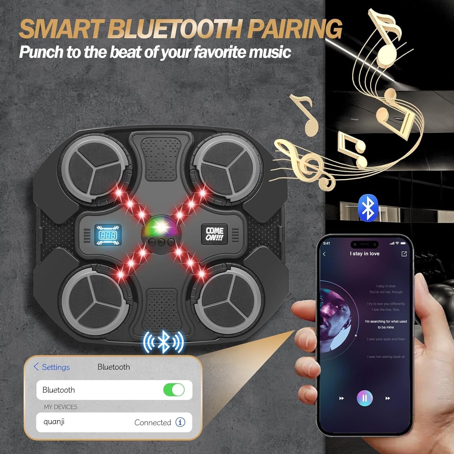 Music Boxing Machine for Kids, Wall Mounted Bluetooth Smart Punching Target with Scoring Function Sports Toy for Kids, Music Boxing Target Workout Punching Equipment for Home