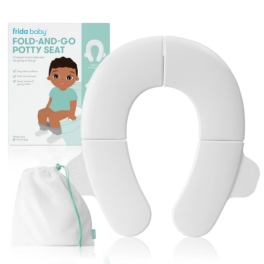 Fold-And-Go Potty Seat for Toilet | Foldable Travel Potty Seat for Toddler, Fits round & Oval Toilets, Non-Slip Base, Handles, Includes Free Travel Bag