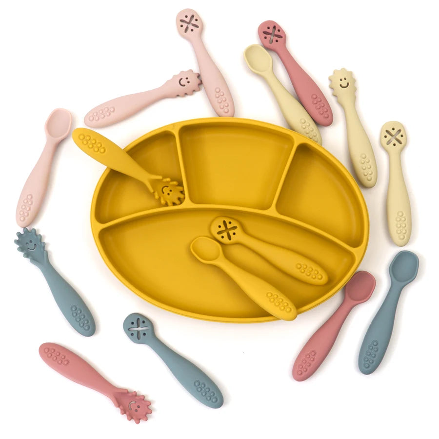 3PCS Silicone Spoon Fork for Baby Utensils Set Feeding Food Toddler Learn to Eat Training Soft Fork Cutlery Children'S Tableware