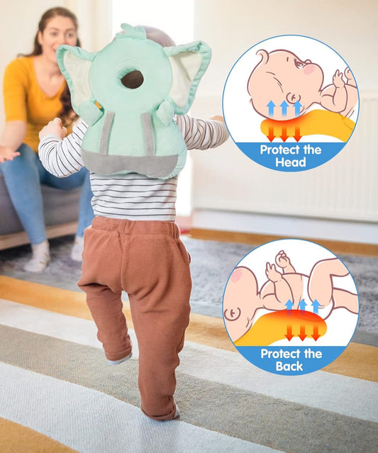 Baby Head Protector,Anti Fall Pillow Backpack for Sitting Crawling Walking,2 Pairs Anti-Slip Socks,Adjustable Toddlers Safety Pad Cushion