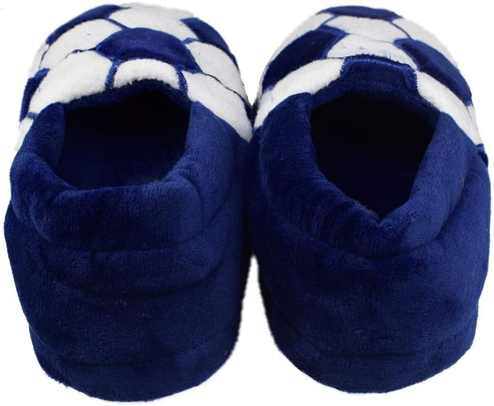 Little Kids Big Boys Warm Slippers with Soft Memory Foam Slip-On Indoor Football Slippers